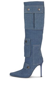 Boots With Pockets, Jean Boots, Cowboy Shoes, Dance Heels, Suede Boots Knee High, Pointed Toe Boots, Blue Heels, Swag Shoes, Wedge Boots