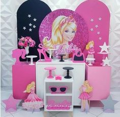 a barbie birthday party with pink decorations