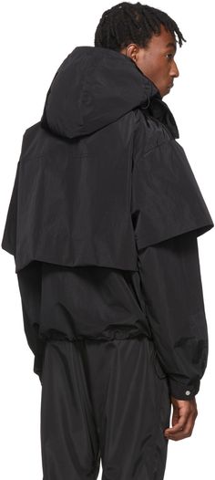 Heliot Emil: Black Technical Jacket | SSENSE Heliot Emil, Technical Jacket, Twill Jacket, Accessories For Men, Stand Collar, North America, Ruffle Blouse, Perfect Clothing, For Men