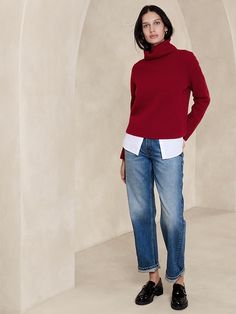 Elegant Turtleneck Outfit, Red Sweater Outfit, Turtleneck Sweater Outfit, Turtleneck Outfit, Magical Power, 60 Fashion, Cashmere Turtleneck, Inspiration Mode, Fall Winter Outfits