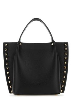 Black Leather Rockstud Handbag