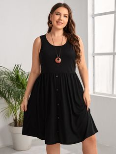 Plus Size Summer Dress, Elegant Summer Dresses, Plus Size Summer Dresses, Vestido Plus Size, Knot Dress, Summer Plus Size, Button Front Dress, Dress Inspo, Plus Size Summer