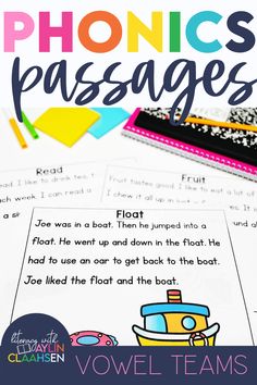 the words phonics passages are shown in this printable book