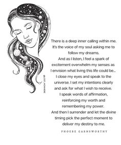 a drawing of a woman's face with the words, there is a deep inner calling