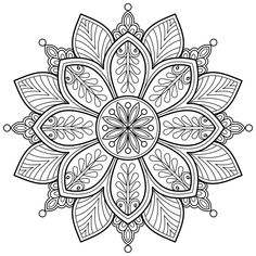 a black and white coloring book page with an intricate flower design on the front cover