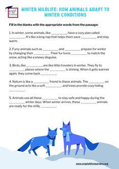 an animal's habitat worksheet for children to learn how to read the animals