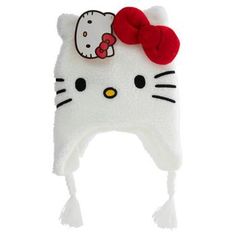 Dimensions: 15.5" x 9.25" Material: Fabric Color: White, Red, Black & Yellow Quantity: 1 Bundle up for the cold weather with this Hello Kitty Laplander Hat! This adorable winter hat features Hello Kitty's face against a soft Sherpa body. In the top right corner is the character's iconic bright red bow. Hanging below the hat are braided tassels that give it movement. Pair this hat with a fun outfit for a cute look! Hello Kitty Hat, Kitty Crafts, Braided Tassels, Diy Hello Kitty, Hello Kitty Baby, Hello Kitty Bow, Baby Winter Hats, Hello Kitty Crafts, Hello Kitty Aesthetic