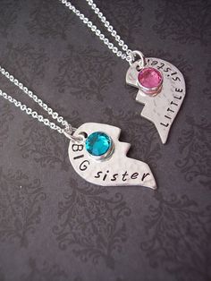 Custom BIG sister and  LITTLE Sister or Best by SayAnythingJewelry, $80.00 Sister Jewelry Two, Sister Necklace For 2, Big Sister And Little Sister, Sister Necklaces, Bff Jewelry, Dancing Diamond, Friendship Necklace, Kay Jewelry, Friend Jewelry