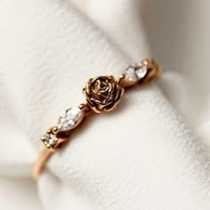 Rose Gold Flower Engagement Ring, Rose Engagement Ring Flower, Gold Rose Ring, Engagement Ring Flower, Rose Diamond Ring, Rose Rings, Engagement Ring Delicate, Delicate Engagement Ring, Flower Diamond Ring