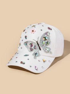 Baseball Caps For Women, Best Flower Wallpaper, White Baseball Hat, Bone Bordado, Glitter Wine Glasses, Diy Baby Headbands, Rhinestone Projects, Pretty Hats, Cute Caps