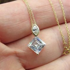 Asscher Cut Moissanite Pendant Necklace Toi Moi Pendant For Women Wedding Gift's Pendant For Women, Asscher Cut, Fashion Watches, Best Friend