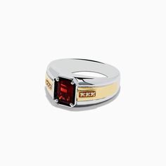 Men's Sterling Silver and 18K Gold Garnet and Diamond Ring Garnet And Diamond Ring, Sterling Silver Mens, Gold Yellow, Sterling Ring, Garnet, Sterling Silver Rings, Diamond Ring, 18k Gold, Sterling Silver