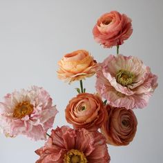 an arrangement of flowers in a vase on a table