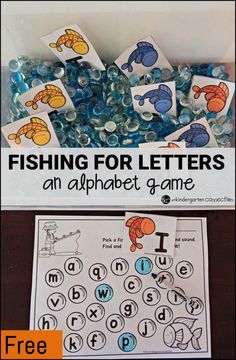 fishing for letters an alphabet game with free printables on the front and back