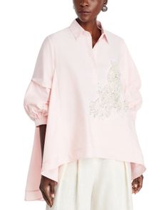 Nancy Yang Beaded Puff Sleeve Shirt Puff Sleeve Shirt, Buy Bead, Top Brands, Puff Sleeve, Top Blouse, Womens Shirts, Womens Tops, Luxury Fashion, Pink