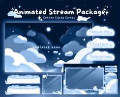 an animated stream package with clouds and stars