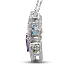 Features: Sterling Silver With Amethyst, Peridot, Swiss Blue Topaz and Created White Sapphire Butterfly Pendant Necklace Dimensions-L:24.7 MM, W:27.4 MM, H:7.3 MM Packaging & Return – All our Jewelry pieces come with a beautiful jewelry box. 30 days no question asked return policy. Jewelili Promise - All our Diamonds and Gemstones are conflict free and are finely crafted in high-quality materials. With an unparalleled dedication to quality and customer satisfaction we offer fine jewelry at affor Multi-stone Amethyst Pendant Jewelry, Amethyst Multi-stone Pendant Jewelry, Purple Multi-stone Pendant Jewelry, Purple Multi-stone Pendant Necklace, Formal Multicolor Amethyst Jewelry, Multi-stone Amethyst Necklace For Anniversary, Amethyst Multi-stone Necklace For Anniversary, Multicolor Amethyst Fine Jewelry, Formal Multi-stone Fusion Necklace