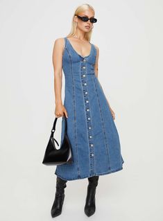 Stylish Midi Dress, Brunch Dress, Denim Midi Dress, Sweatshirt Set, Loungewear Sets, Mid Dresses, Midi Maxi Dress, Casual Tank Tops, White Midi Dress