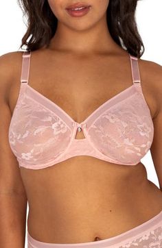 Semi-opaque floral lace adds a romantic touch to an unpadded bra that lifts, supports and contours to your natural shape. This full-coverage style features front-adjusting straps to easily customize the fit. 68% nylon, 32% spandex Hand wash, line dry Imported Black Owned/Founded Lace Nursing Bra With Built-in Support, Lace Nursing Bra With Padded Cups Full Coverage, Full Coverage Lace Nursing Bra With Padded Cups, Fitted Lace Trim Nursing Bra, Feminine Lace Nursing Bra With Lace Closure, Feminine Lace Underwire Nursing Bra, Feminine Nursing Bra With Lace Closure, Fitted Lace Nursing Bra With Medium Bust Support, Lace Nursing Bra Full Coverage Fitted