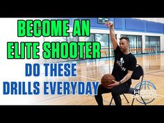 a man sitting in a chair with a basketball on his hand and the words become an elite shooter do these drills everyday