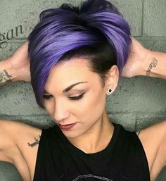 Short Purple Hair, Funky Hairstyles, Short Hair Color, Haircut And Color, Short Hair Styles Pixie, Pixie Hairstyles, Great Hair, Hair Today