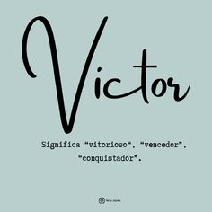 the word victory written in black ink on a light blue background