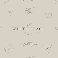 the white space company logo is shown in many different font styles and colors, along with other typefaces