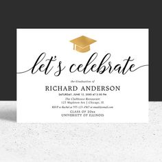 a graduation party card with the words let's celebrate on it