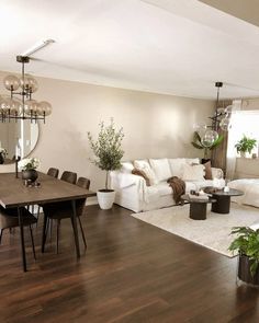 the living room is clean and ready to be used for dinner or family time,