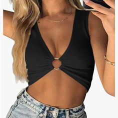 Purchased From Amazon Never Worn, Still In Packaging Neck Workout, Crop Tops For Women, Black Crop Top Tank, Trendy Tops For Women, Crop Top Casual, Festival Looks, Trendy Tops, Tops For Women, Festival Outfits