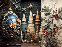 an image of christmas decorations on display