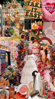 Colorful, multilayered photo with orange, yellow, pink, disco balls, many florals, and wedding motifs Disco Wedding, Funky Wedding, Elopement Reception, January Wedding, Wedding Moodboard, Instagram Branding, Orange Wedding, Wedding Prep