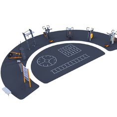 an image of a gym equipment set up on the ground for use as a mockup