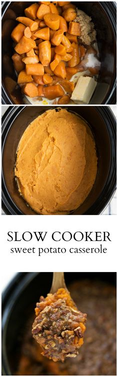 slow cooker sweet potato casserole is the perfect side dish for any meal