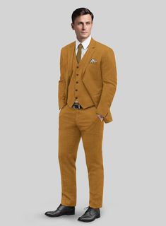 Become the center of attention when you slip into our Italian Turna Mustard Flannel Suit. Expertly crafted from Super 120's pure wool fabric, this suit boasts a polished finish that gracefully conforms to your body, providing exceptional comfort. Its vibrant, sun-kissed mustard color exudes luxury and warmth, making it an essential addition to your winter wardrobe. This suit offers a sophisticated and formal option, enhancing your winter fashion with extra charm. Step out confidently and let you Flannel Suit, Center Of Attention, Mustard Color, Suits And Jackets, Button Jacket, Three Piece Suit, Mens Fashion Suits, Wool Suit, Pant Shirt