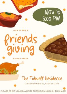 a flyer for friends giving dinner party