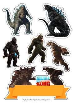 godzilla stickers are shown here