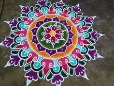 Mugulu Designs Latest With Colours, Sankranthi Designs, Free Hand Rangoli Designs With Colours, Rangoli Kolam Designs With Colour, New Year Muggulu Designs, Pongal Kolam Design