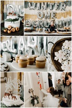 a collage of photos showing different types of cakes and desserts, with the words winter on them