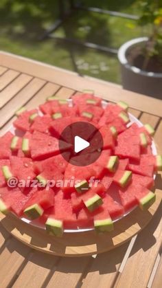 watermelon slices arranged on a glass plate