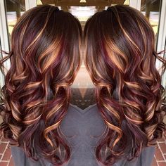 Red Blonde, Long Brunette Hair, Hair Color Burgundy, Long Brunette, Red Highlights, Hair Red, Burgundy Hair, Brown Blonde Hair