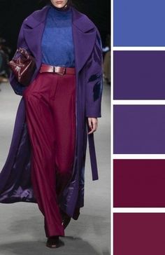 Purple And Burgundy Outfit, Purple And Navy Outfit, Jewel Tone Color Palette Clothing, Dark Purple Color Combinations Outfit, Winter Colour Palette Fashion, Purple Matching Colors Outfit, Jewel Toned Outfits, Winter Color Palette Clothes, Purple Winter Outfit