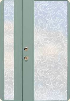 The Everleaf Privacy Film is a simple elegant two-toned leaf pattern that will beautify, improve privacy or hide a bad view. This frosted glass covering coordinates with a wide variety of decorating motifs. Although it is produced with a lite frost background, the added white leaf pattern gives it more privacy than plain lite frost Glass Front Door Privacy Ideas, Privacy Front Door, Window Clings Privacy, Etched Glass Vinyl, Curtain Alternatives, Privacy Window Film, Mirror Makeover, Privacy Window, Film World