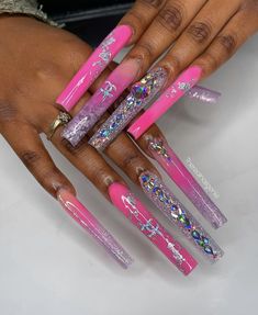 Boss Nails, Drip Nails, Acrylic Nails Coffin Pink, Long Square Acrylic Nails