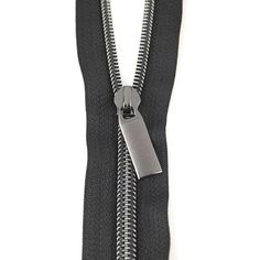 an open black zipper with a metal clip