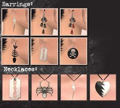 the screenshot shows different types of earrings and necklaces, including spider - web