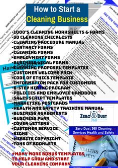 how to start a cleaning business info sheet with pictures and instructions for the company's website