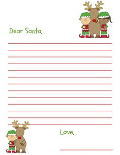 a christmas letter to santa and reindeers with the words dear santa, love written on it