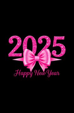 a happy new year wallpaper with pink bows and the number 2055 on it