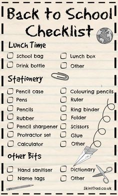 the back to school checklist is shown in black and white